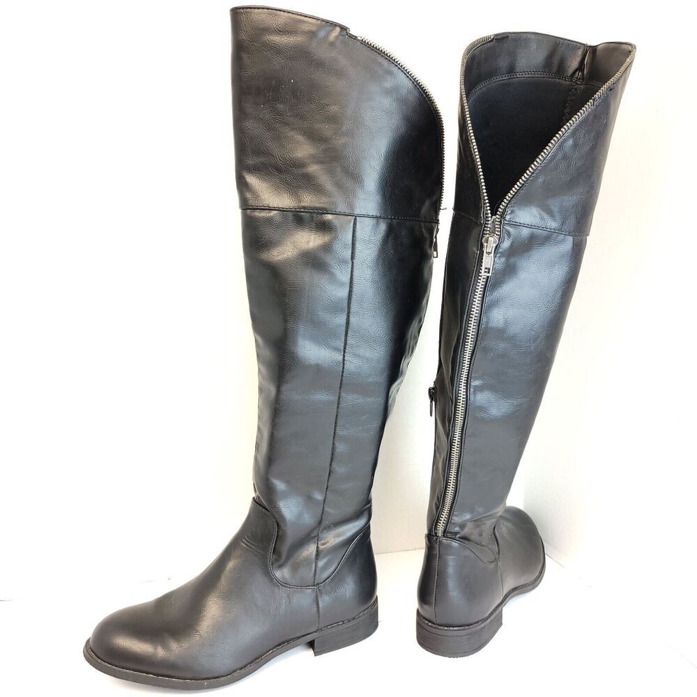 charlotte russe Womens Sz 9 Knee High Black Riding Boots Zipper Detail